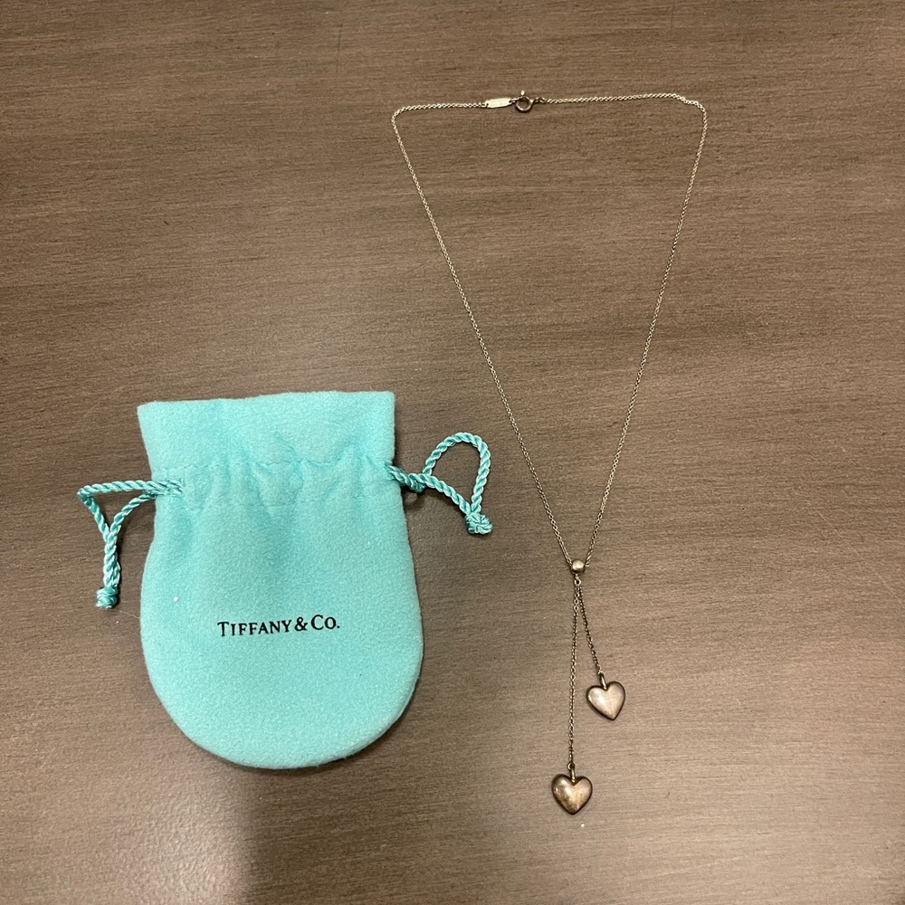 Tiffany & Co. necklace with two dropped hearts.